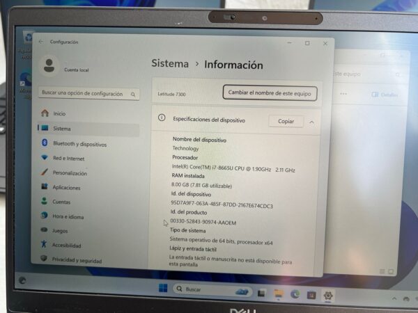 Dell latitud 7300 i7 octava tapa Fibra carbono - Image 9