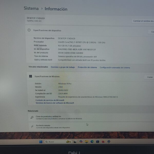 DELL OPTIPLEX 5490 AIO TOUCH i7-10 - Image 5